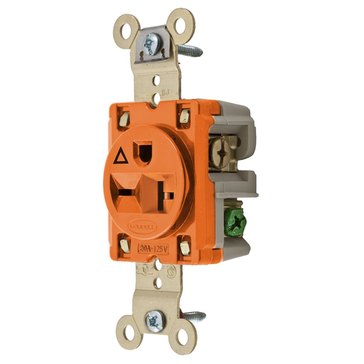 Straight Blade Devices, Receptacles, Single, Specification Grade, 2-Pole 3-Wire Grounding, 20A 250V, 6-20R, Orange, Single Pack