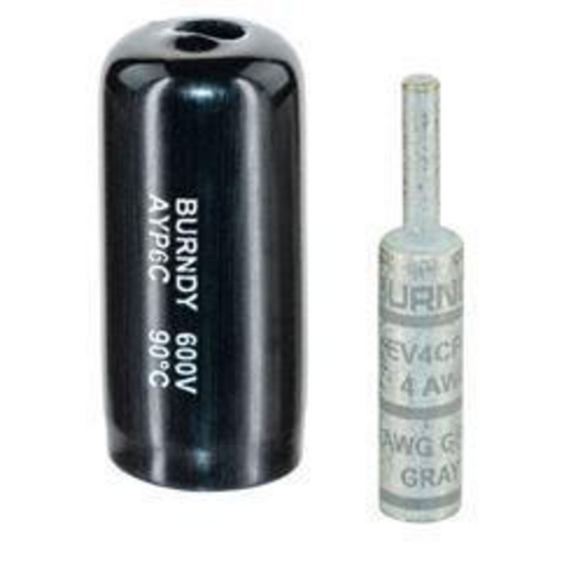 Product image for Burndy YEV4CP6X75FX Type YE-P copper compression adapters are designed for reliable termination of copper conductor when the current capacity of the conductor is downsized, but larger conductor is utilized Typical applications are for voltage drop protection when oversized conductors are used or flex conductor is used Accommodates Copper Wire Sizes- #4 AWG Classes B,C,G,H,I,K,M, DLO