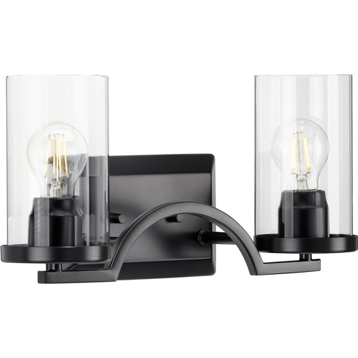 Product image for Progress P300257-031 Lassiter Collection Two-Light Matte Black Clear Glass Modern Bath Vanity Light