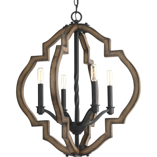 Product image for Progress P4766-71 Spicewood Collection Four-Light Gilded Iron Farmhouse Chandelier Light