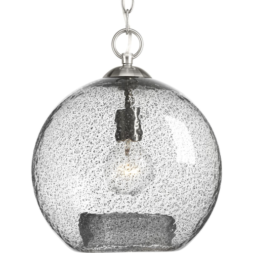 Product image for Progress P500063-009 Malbec Collection One-Light Brushed Nickel Clear Textured Glass Global Pendant Light