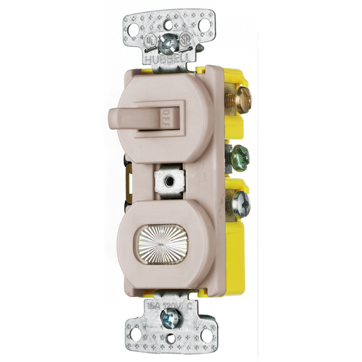 Product image for HUBW RC109AL COMBO, 15A SP TOG, PILOT/ILLUM, AL