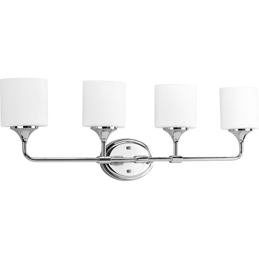 Product image for Progress P2804-15 Lynzie Collection Four-Light Polished Chrome Etched Opal Glass Modern Bath Vanity Light