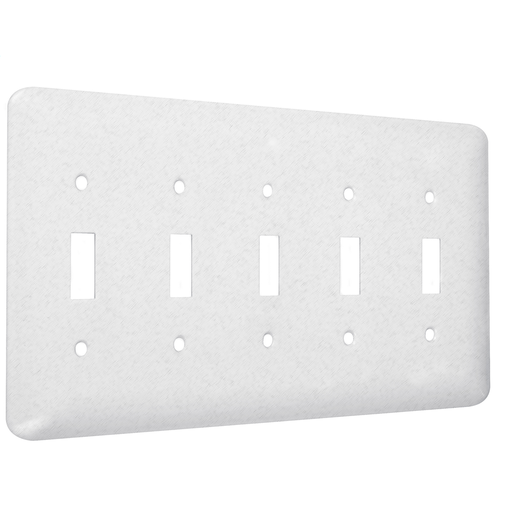 5-Gang Metal Wallplate, Maxi, 5-Toggle, White Textured