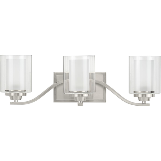Product image for Progress P300122-009 Kene Collection Three-Light Brushed Nickel Clear Glass Craftsman Bath Vanity Light