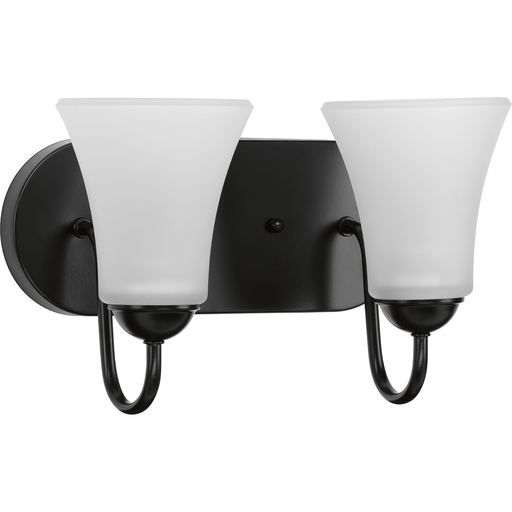 Product image for Progress P300234-031 Classic Collection Two-Light Matte Black Etched Glass Traditional Bath Vanity Light
