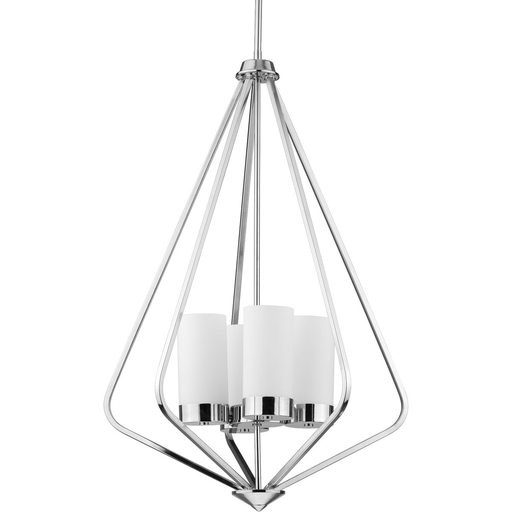 Product image for Progress P500305-015 Elevate Collection Four-Light Polished Chrome and Etched White Glass Modern Style Hanging Pendant Light