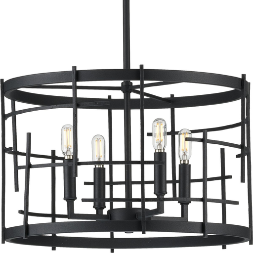 Product image for Progress P400213-031 Torres Collection Four-Light Textured Black Modern Chandelier Light