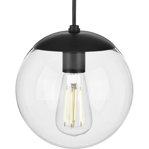 Product image for Progress P500309-031 Atwell Collection 8-inch Matte Black and Clear Glass Globe Small Hanging Pendant Light