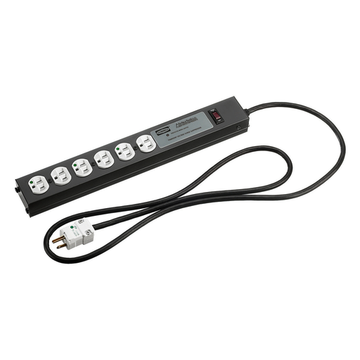 Product image for Hubbell HBL6PSHG 6 Foot 6 Outlet Black Surge Protection Plug Strip