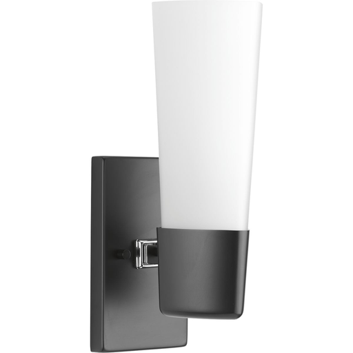 Product image for Progress P300061-031 Zura Collection One-Light Matte Black Etched Opal Glass Modern Bath Vanity Light