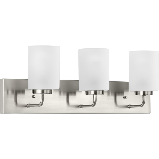 Product image for Progress P300329-009 Merry Collection Three-Light Brushed Nickel and Etched Glass Transitional Style Bath Vanity Wall Light