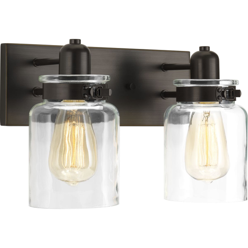 Product image for Progress P300046-020 Calhoun Collection Two-Light Antique Bronze Clear Glass Farmhouse Bath Vanity Light