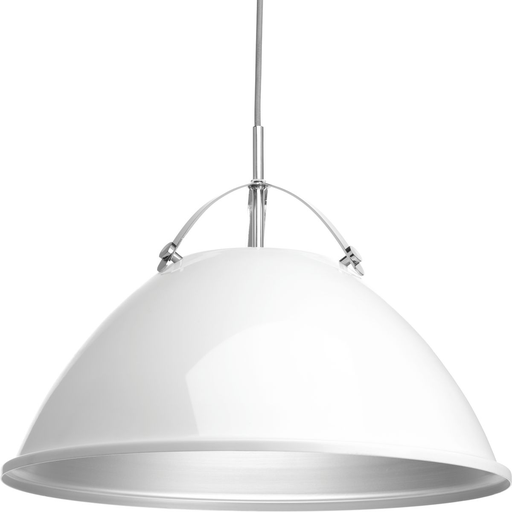 Product image for Progress P500053-030 Tre Collection One-Light White White Metal Shade Coastal Pendant Light