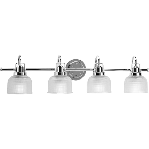 Product image for Progress P2997-15 Archie Collection Four-Light Polished Chrome Clear Double Prismatic Glass Coastal Bath Vanity Light