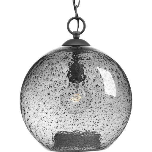 Product image for Progress P500063-143 Malbec Collection One-Light Graphite Smoked Textured Glass Global Pendant Light