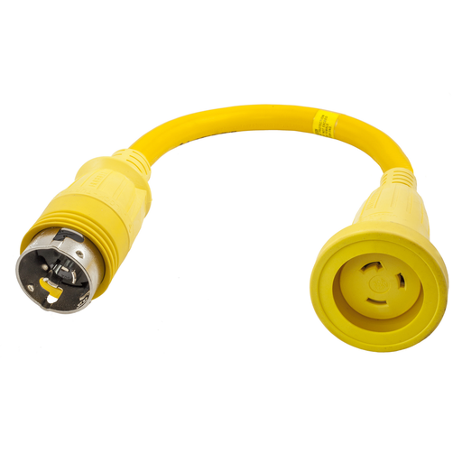 Marine Adapter Molded, Straight Blade 30A Female to 50A Locking Male