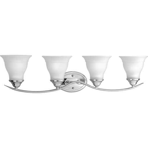 Product image for Progress P3193-15 Trinity Collection Four-Light Polished Chrome Etched Glass Traditional Bath Vanity Light