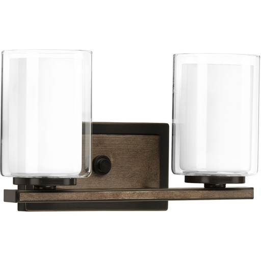 Product image for Progress P300216-020 Mast Collection Two-Light Antique Bronze Clear Glass Coastal Bath Vanity Light