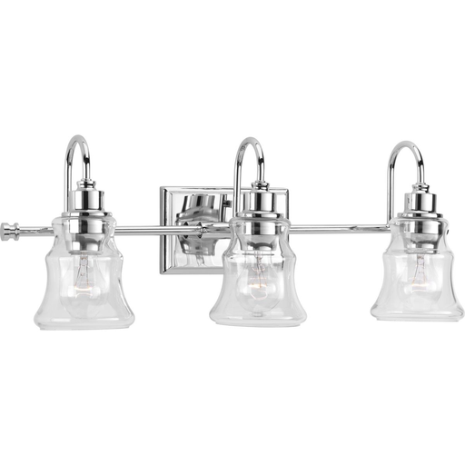 Product image for Progress P300139-015 Litchfield Collection Three-Light Polished Chrome Clear Glass Coastal Bath Vanity Light