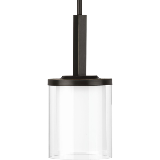 Product image for Progress P500192-020 Mast Collection One-Light Antique Bronze Clear Glass Coastal Mini-Pendant Light