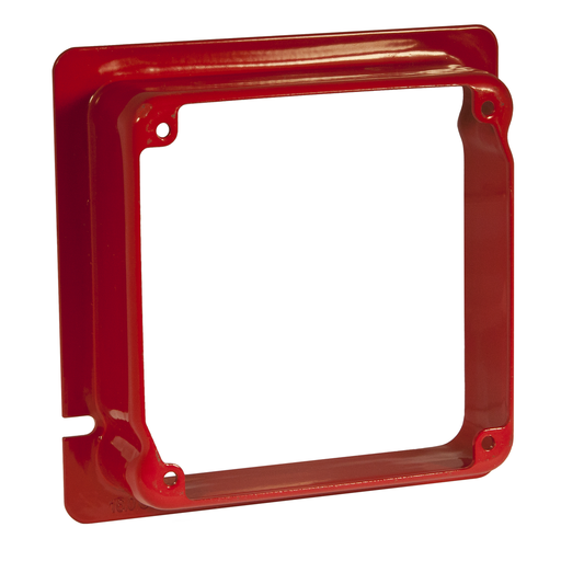Product image for RACO 911-17 4-11/16 Inch 1-1/4 Inch Raised 16 In. Red Pre-Galvanized Steel Mud Ring Square Box Cover