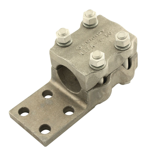 Aluminium Bolted Terminal, Tube to Flat, 2 1/2" Al Pipe, 4 Pad Holes, 230 kV