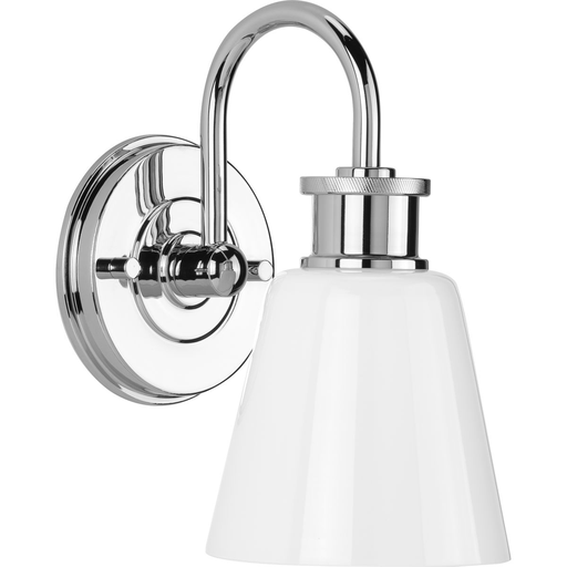 Product image for Progress P300314-015 Ashford Collection One-Light Polished Chrome and Opal Glass Farmhouse Style Bath Vanity Wall Light