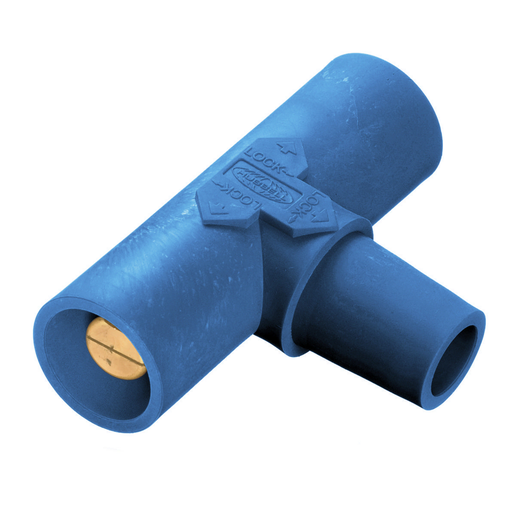 Heavy Duty Products, Single Pole Devices, Industrial Grade, Female-Male-Male, Paralleling Tee, 300/400A, 600V AC/DC, Single Conductor, Pre-Wired, Blue