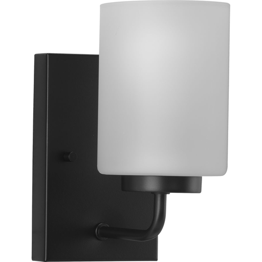 Product image for Progress P300327-031 Merry Collection One-Light Matte Black and Etched Glass Transitional Style Bath Vanity Wall Light