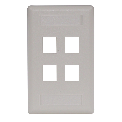 Product image for Hubbell IFP14OW 1-Gang Office White 4-Port Data Communication Face Plate
