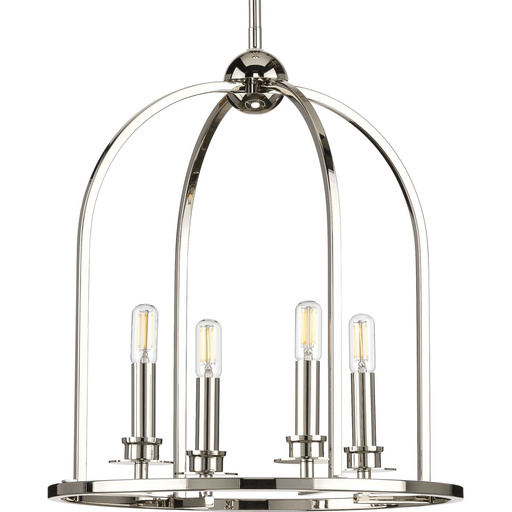 Product image for Progress P500121-104 Seneca Collection Four-Light Polished Nickel Farmhouse Pendant Light