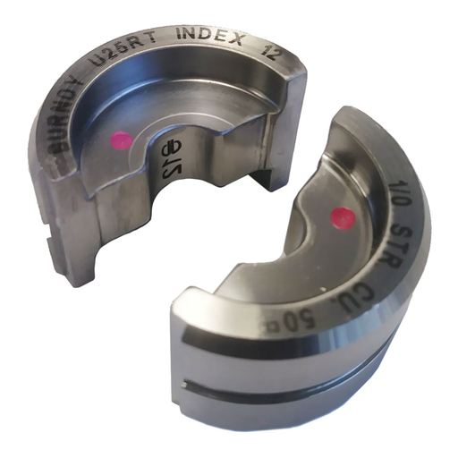Product image for Burndy U25RT Stainless Steel Circular Butting Twin U Die, 1/0 Str CU, Pink, Index 12