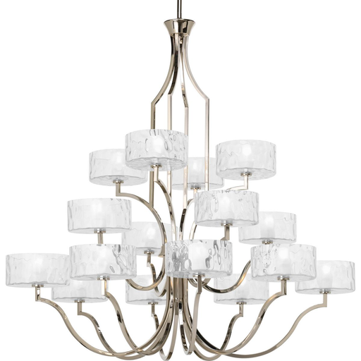 Product image for Progress P4685-104WB Caress Collection Sixteen-Light Polished Nickel Clear Water Glass Luxe Chandelier Light