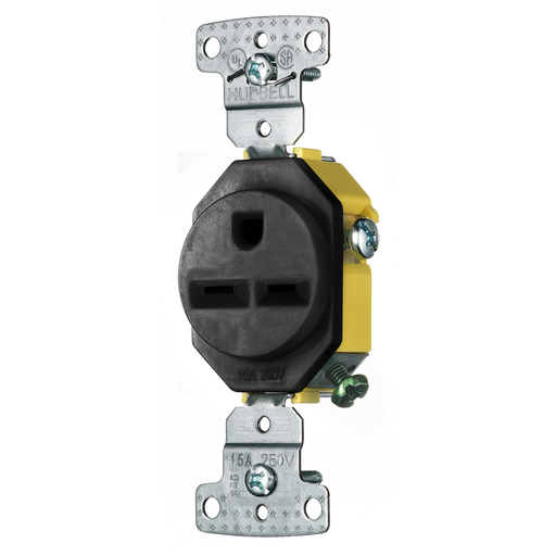 Product image for HWDK RR155BK RESI SGL RCPT, 15A 250