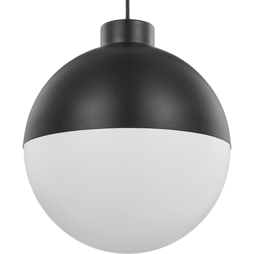 Product image for Progress P500148-031-30 Globe LED Collection One-Light Matte Black Opal Glass Mid-Century Modern Pendant Light