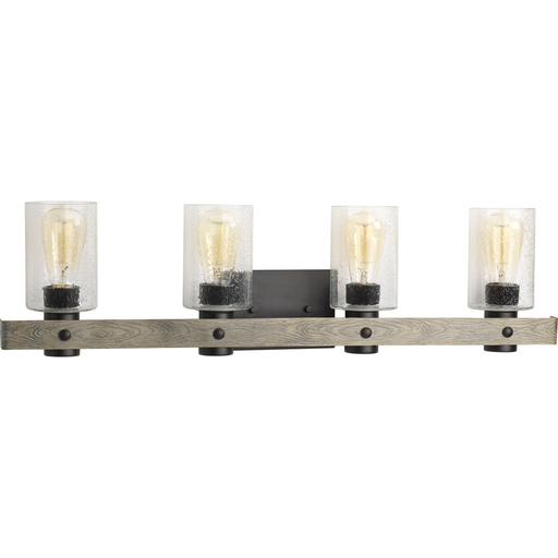 Product image for Progress P300126-143 Gulliver Collection Four-Light Graphite Clear Seeded Glass Coastal Bath Vanity Light