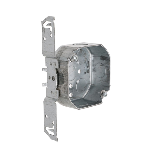 Raco 161 4" Octagon Box, 1-1/2" Deep, 1/2" Side Knockouts, Wood/Metal Stud Bracket Product image for Raco 161 4" Octagon Box, 1-1/2" Deep, 1/2" Side Knockouts, Wood/Metal Stud Bracket