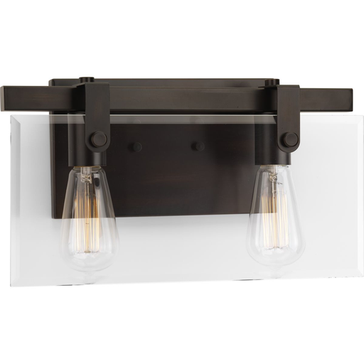 Product image for Progress P300106-020 Glayse Collection Two-Light Antique Bronze Clear Glass Luxe Bath Vanity Light