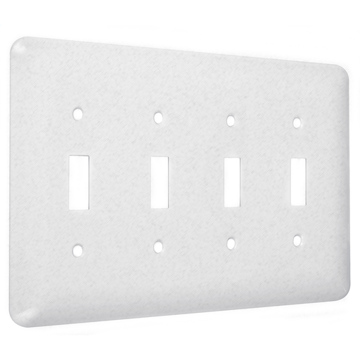 4-Gang Metal Wallplate, Maxi, 4-Toggle, White Textured