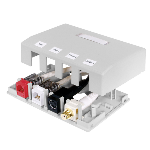 Product image for Hubbell ISB4W 4-Port White High Impact Resistant Flame Retardant Polymer Surface Mount Box