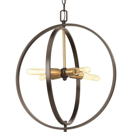 Product image for Progress P5190-20 Swing Collection Four-Light Antique Bronze Global Pendant Light