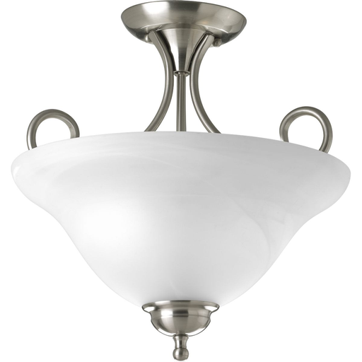 Two-Light Brushed Nickel semi-flush mount ceiling light