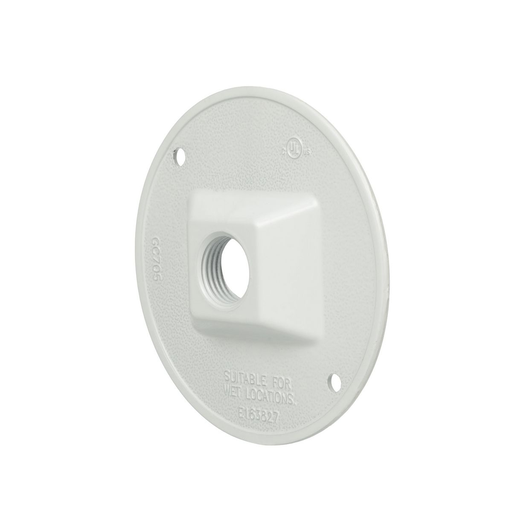 Product image for Bell 5193-1 Round Weatherproof Cluster Cover, One 1/2 in. Threaded Outlets, White