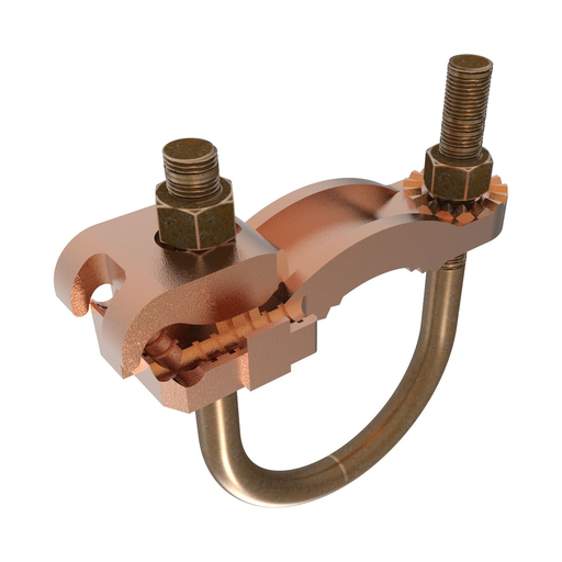 Mechanical Grounding Connector, Conductor to Water Pipe, 4-4/0 AWG, 1-1/4"-2" Pipe, 3/8" Stud