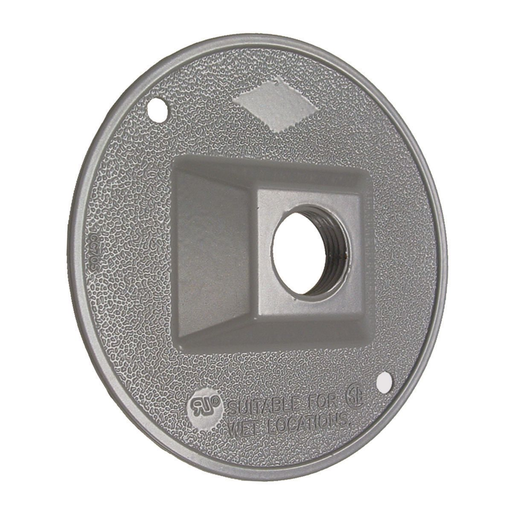 Product image for Bell 5193-5 Round Weatherproof Cluster Cover, One 1/2 in. Threaded Outlets, Gray, Carded