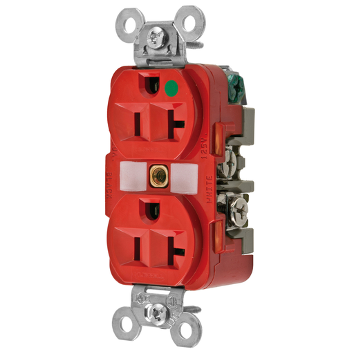Mayer-DDS-Straight Blade Devices, Receptacles, Duplex, Hospital Grade, 2-Pole 3-Wire Grounding, 20A 125V, 5-20R, Red, Single Pack-1