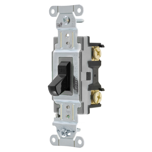 Product image for Hubbell CSB120BK 20 Amp 120/277 VAC 1-Pole Black Toggle Switch