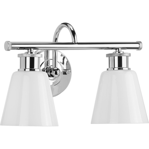 Product image for Progress P300315-015 Ashford Collection Two-Light Polished Chrome and Opal Glass Farmhouse Style Bath Vanity Wall Light