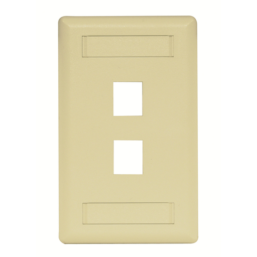 Product image for Hubbell IFP12EI 1-Gang Ivory 2-Port Data Communication Face Plate